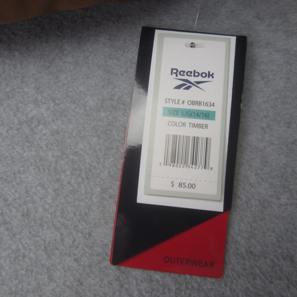 Reebok‎ Jacket Boys Youth Large 14/16 Timber Brown Grey Puffer Hooded Full Zip - Picture 10 of 16
